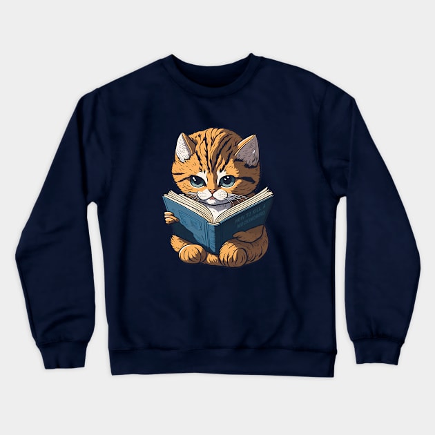 Reading Cat Crewneck Sweatshirt by Kingrocker Clothing